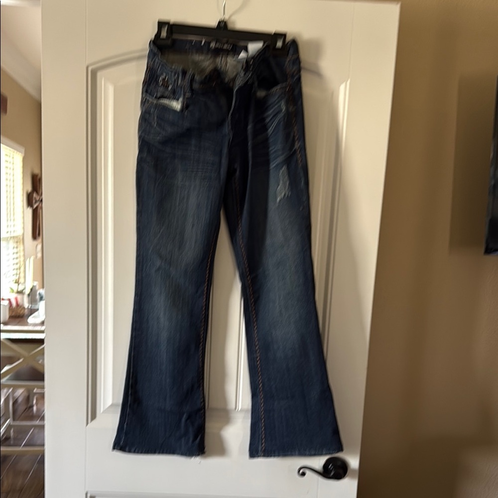 Blue Flare Wide Leg Jeans Classic Style